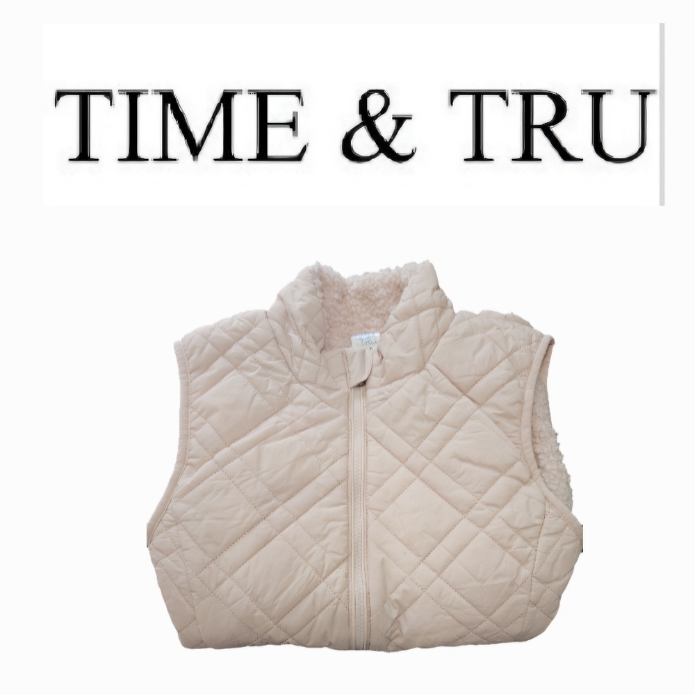 Women's Time & Tru Diamond Quilt Promo Vest light pink small (4-6)